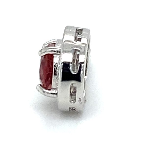 Pink Tourmaline .89ct White Gold Silver Pendant - Picture 6 of 6